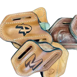 Handmade trapper leather sheath with Initial