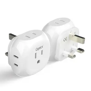 UK, Ireland Travel Plug Adapter - 4 in 1 - Ultra Compact - Light Weight (PT-7-2PK)