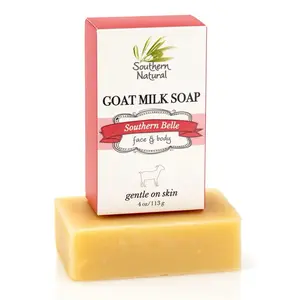 Southern Belle Goat Milk Soap 4 oz/113 g – Gentle Cleanser for Face & Body, Made with Natural Ingredients – Coconut & Olive Oil, Blend with Floral Scent – Moisturizing Skincare Bar with Plant-Based Vitamins for Comfort, Cleansing & Skin Restore