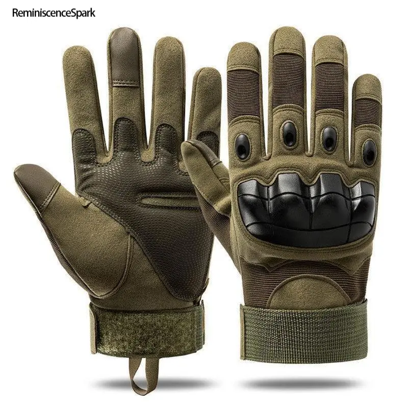 Unisex Adult Tactical Full Finger Gloves - Adjustable Wrist, Soft Knuckle Protection, Touchscreen Compatible, Non-Slip, Breathable, All-Season, Ideal for Camping, Motorcycle Riding, Father Gifts