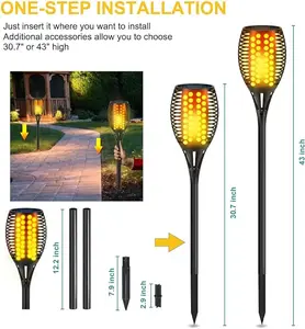 LED-mate,Solar Lights, Flickering Flames Torch Lights Outdoor Waterproof Landscape Decoration Lighting Dusk to Dawn Auto On/Off Security Flame Lights for Yard Garden Pathway Driveway