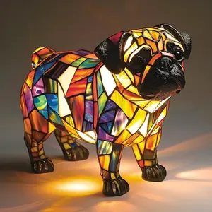 Dog Art Decorative Table Lamp – Cute Corgi & Bulldog Resin Figurine with Soft Ambient Glow