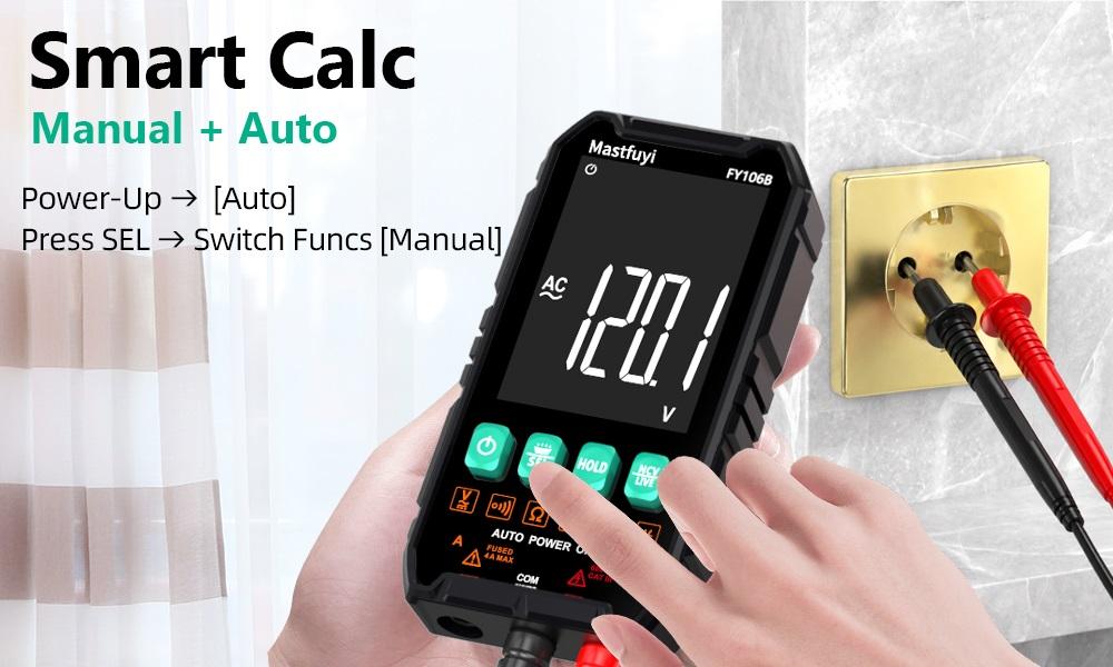 Mastfuyi FY106 Lightweight Smart True RMS Digital Multimeter - 3999 Counts voltmeter, Auto-Ranging, CAT III 600V, Professional Voltage Tester with Test Leads, Tools and Gadgets, Work Accessories, Mechanic Tools for Live Wires detail 6