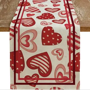 1pc,Valentine's Day Table Runner Heart Decor, Farmhouse Indoor Outdoor Holiday Anniversary Decoration, Home Party Supplies