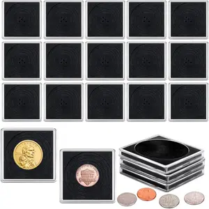 20 Pcs Adjustable Acrylic Coin Holder, Coin Collection Cases with Sponges, Coin Snap Holder, Silver Dollar Protection Cases for Collectors, Coin Dollar Collection Supplies(20mm-40mm)