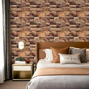 Vintage Country Style Brick Stone Print Wallpaper, Bedroom Living Room Kitchen Bathroom Wall Decor, Home Renovation Sticker