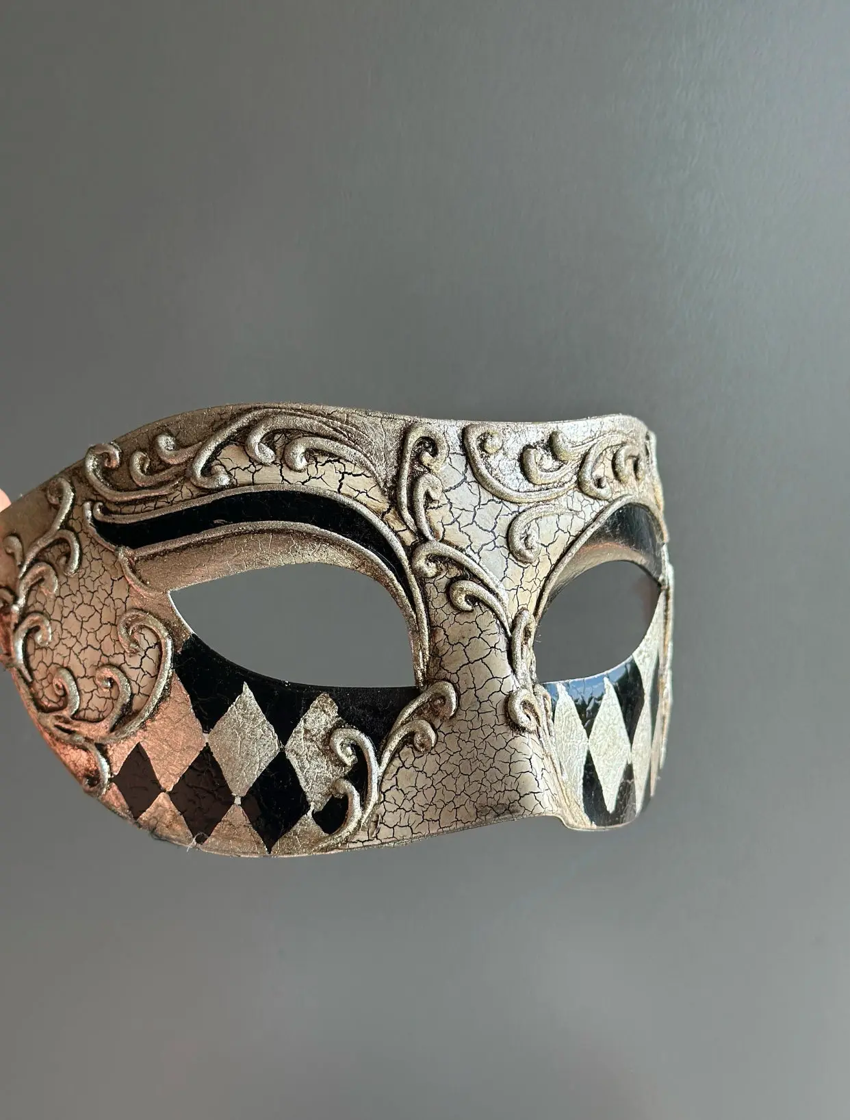 Harlequin Mask - Silver/Black