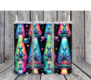 Neon Alien Tumbler Stainless steel double wall 500ml Beverage Drinkware Flasks Lid Water Bottles Portable Traditional Mug Bottled