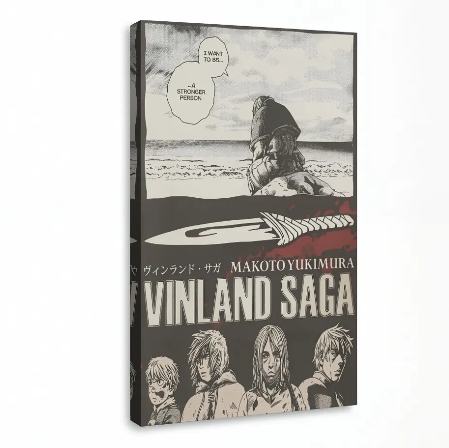Vinland Saga Anime FHD Artistic Photo Poster Print - Frame-Style Woody Illustrations Home Decor Wall Hanging for Anime Room, Wardrobe Accent