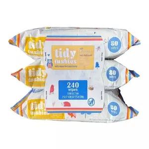 Tidy Tushies Baby Wipes 240 Wipes - 80 Wipes per Pack, 12.7 cm x 17.3 cm, Ideal for Babies, Soft and Gentle Formula