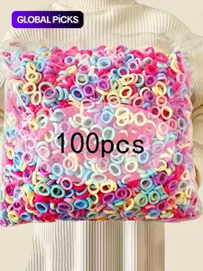 100/300pcs Nylon Hair Ties, Elastic Hair Accessory, Cute Plain Design for Girls, Perfect for Birthdays & Holidays, All Season Fashion Accessories