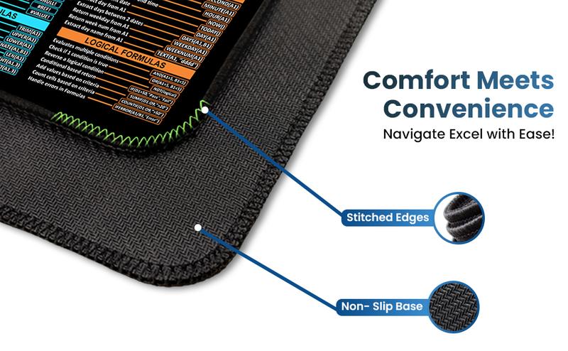 Excel Shortcuts Mouse Pad - Extended Large Creative Office Mouse Pad For Keyboard and Mouse, Non-Slip Base Excel Cheat Sheet Desk Pad computer desk