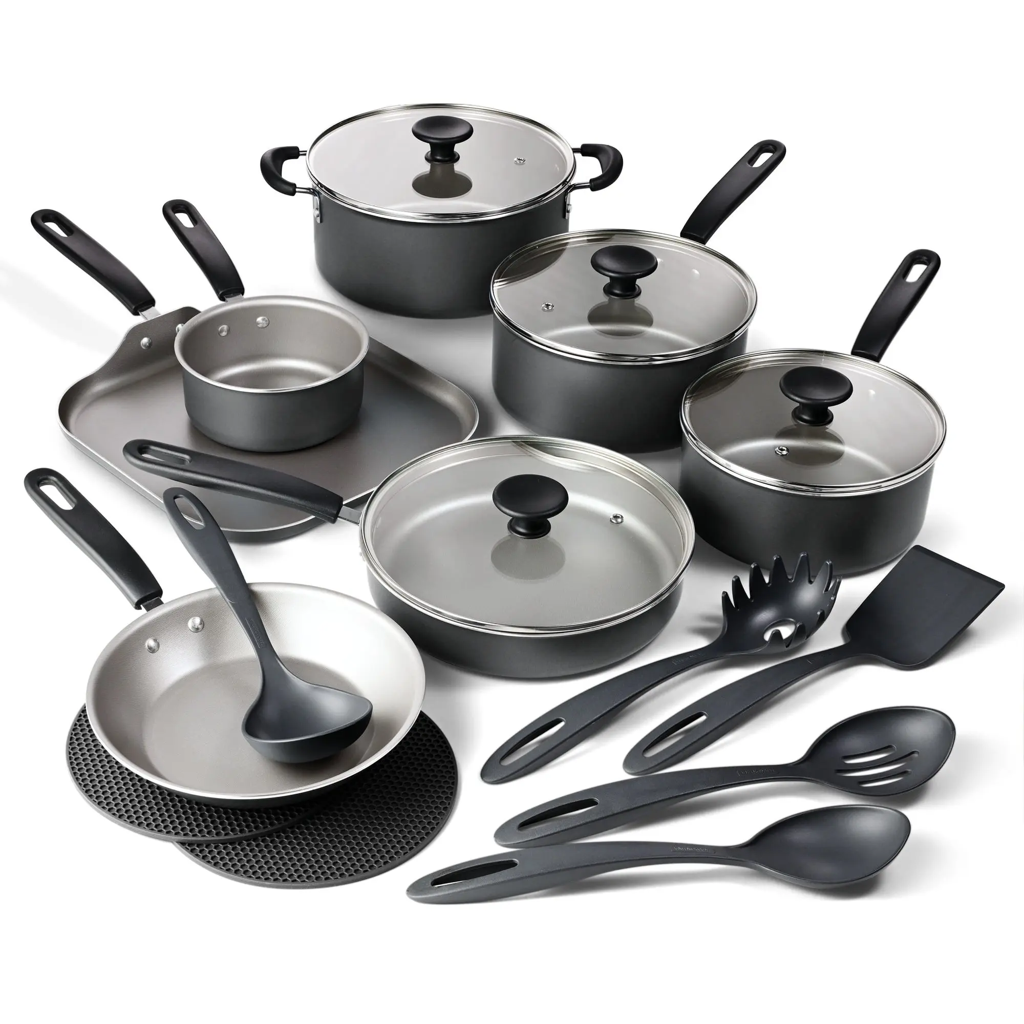 Tramontina Primaware 18-Piece Nonstick Cookware Set, Asphalt