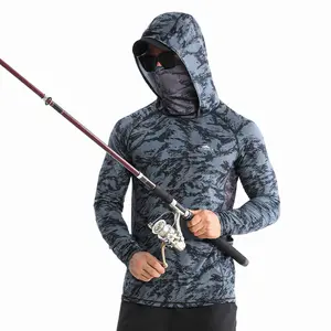 Men's Quick-Dry Breathable Hoodies with Face Coverings Long-Sleeve T-Shirts - Spring/Fall Compression Sports Tops - Quick Dry Compression Fishing Shirts Long Sleeve Outdoor Work Tactical Hiking Gear Athletic Fashion