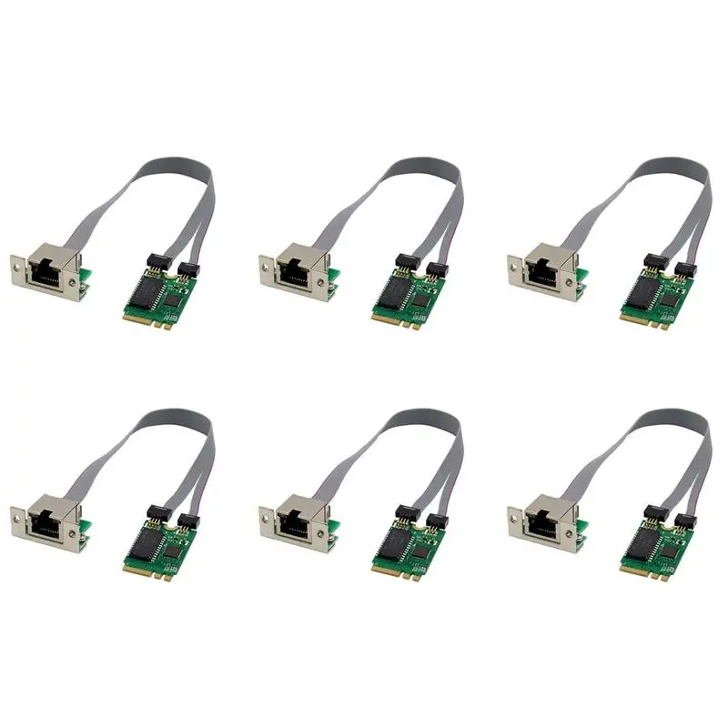 6X Mini PCIE Network Card M.2 A+E to RTL8111F Gigabit Ethernet Card Single Port RJ45 Ethernet Network Card