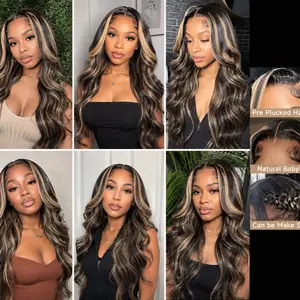 {NEW IN} MeltLuxe FB/27  Highlight 13x6 Lace Wigs Ombré Body Wave Hd Transparent Pre Plucked 200% Density  15A Colored Human Hair