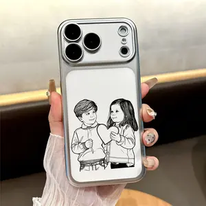 Custom Photo Phone Case – Please Send Image After Purchase.Personalized DIY line art custom phone case, clear matte finish with electroplated camera protection, compatible with iPhone 17/16/15/14/13/12 Pro Max/17 Pro.