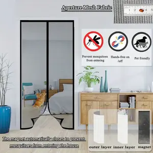 Easy to install black/white Screen Door to keep out insects, flies and mosquitoes, breathable Fabric for bedroom, living room, Summer Screen Door Mesh Fabric Door