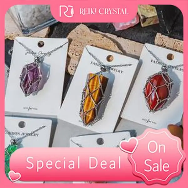 Natural Crystal Net Metal Bamboo Necklace【Point/Tumbled】