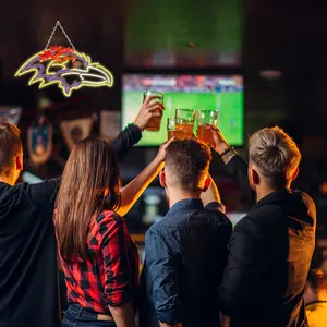 Baltimore Ravens LED Neon Sign, American Football Style Wall Decor, USB Powered, Perfect for Bedroom, Game Room, Bar, Garage, Nfl Fan Gift