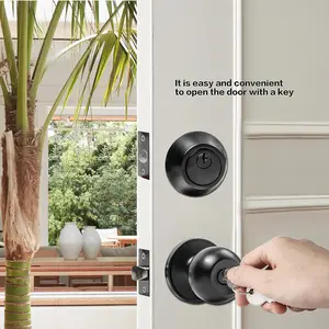 Exterior Front Door Lock Set with Deadbolt and Door Knob, Single Cylinder Keyed Alike, Matte Black, 1 Pack Set