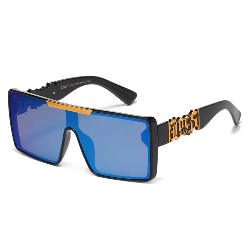 Big Frame Locs Color Lenses - Black Frame with Orange Accents, Durable Design, Ideal for Outdoor Activities Modern Sunglasses Tinted Lens Sunglasses