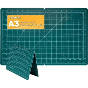 Foldable Self-Healing 17” x 11” Double-Sided A3 Cutting Mat for Sewing Quilting Scrapbooking Fabric Craft & Hobby Use, Green