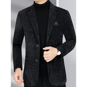 Bmuvlss Men's Chenille Fabric Suit Jacket, Business Attire, Office Outfit, Modern Menswear, Stylish Suit, Soft Texture, Chenille Material, Mens Suit Coat, Outerwear Piece, Office Workers, Fashionconscious, Corporate Fashion, Formal Wear, Classic Tailoring