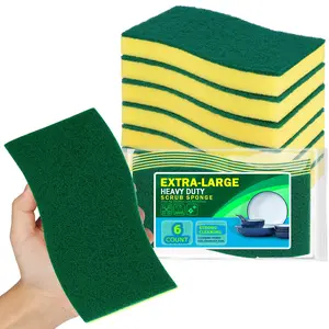 Sponges Kitchen, XL Heavy Duty Dish Sponge, Cleaning Dish Scrubber Sponge for Home and Kitchen, Extra Large Cleaning Supplies for Pots, Pans, 6 Pack