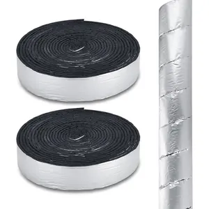 2" Wide X 32.8 Ft Outdoor Pipe Insulation Wrap - Foam and Foil Self-Adhesive Tape for Winter Freeze Protection, Insulating Cold and Hot Water Pipes to Reduce Heat Loss (1)