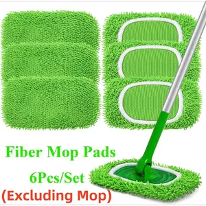 6 Reusable Ultra-fine Fiber Mop Pads(Mop Not Included),Compatible with Swiffer Sweeping Mop,Durable, Absorbent, Affordable,Washable Microfiber Pads for Mopping Floors