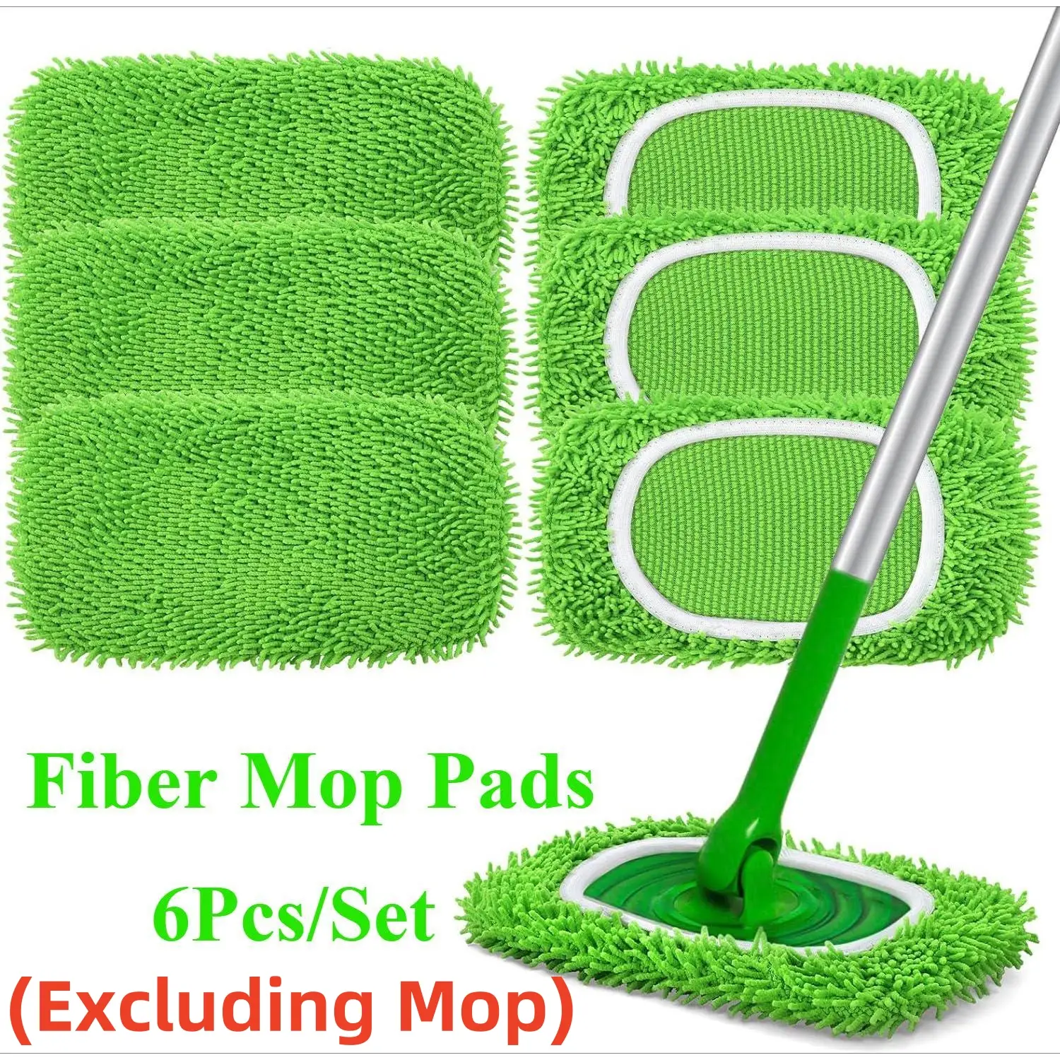 6 Reusable Ultra-fine Fiber Mop Pads(Mop Not Included),Compatible with Swiffer Sweeping Mop,Durable, Absorbent, Affordable,Washable Microfiber Pads fo