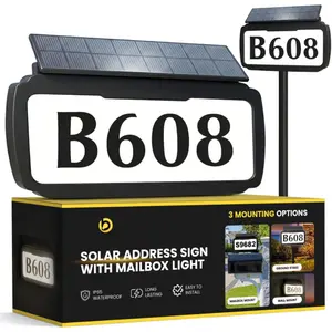LED Solar House Numbers - 3 Color Modes, Easy Install, Adjustable Panel -  LED Lighted House Numbers - Auto  /Off - Visible Address Signs for Houses & Mailbox