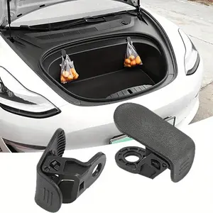 2pcs Car Front Trunk Hook for Tesla Model 3 2017-2020 Eject Clip Installation Car Spare Box Hook ABS Auto Interior Accessories Car Storage Organizers