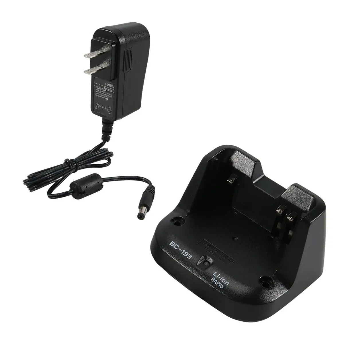 BC-193 Li-Ion Desktop Charger + Adapter for ICOM Radios, Replacement Charging Dock Compatible with IC-V80, T70A, 115 to 120 V, 12V 1000Ma, Durable Abs Plastic Base, Easy Install, Us Plug, Quick Charge