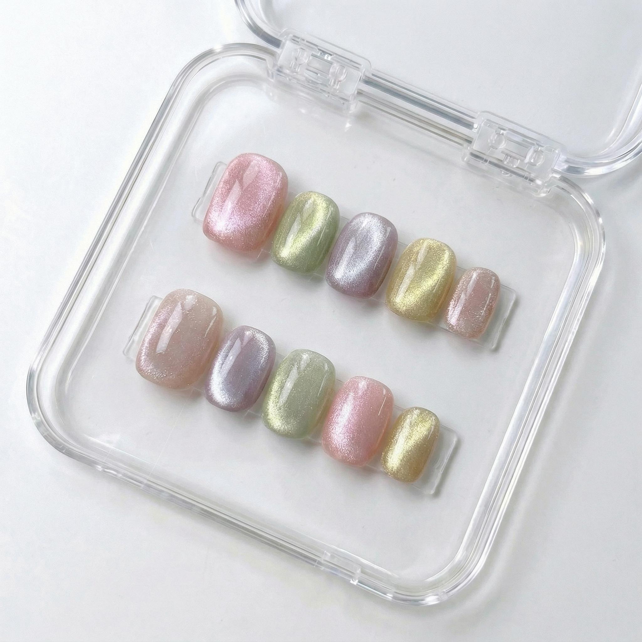 BEAUTIFUL NAILS HAVEN.Short Almond Shape Collection -10 Pcs Handmade Press-On Nails, CuteAcrylic Nails, High Quality, Reusable, Nail Art& Nail Charms