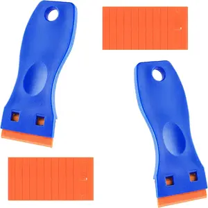 2 Pieces Plastic Scraper, Glass Scraper, Vitroceramic Scraper, Blue