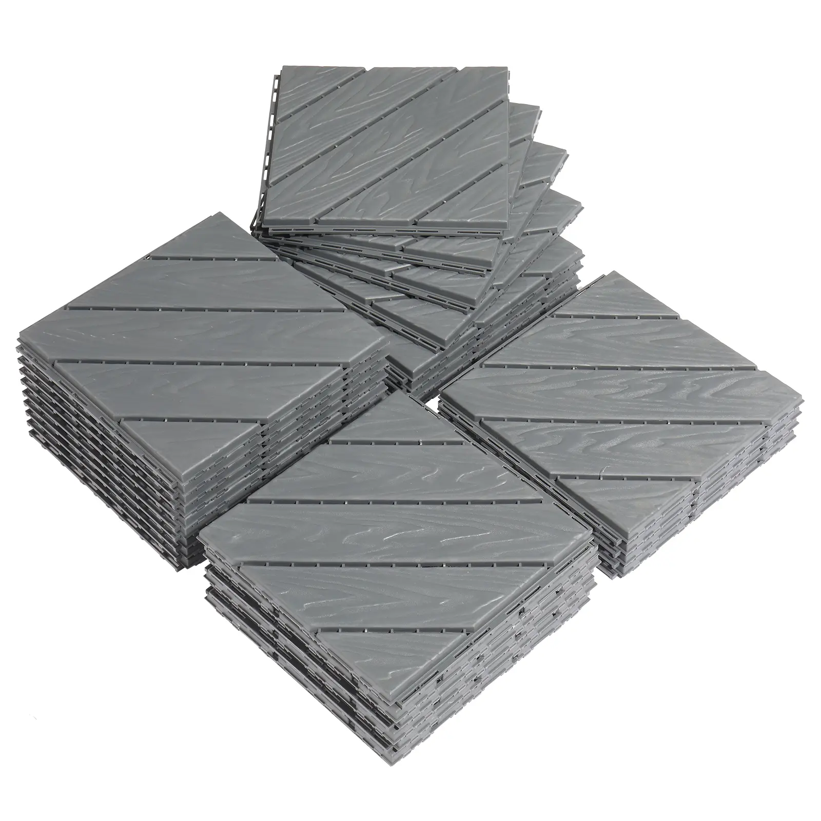 27-Pack Dark Grey Plastic Outdoor Interlocking Deck Tiles, 11.8in x 11.8in Waterproof Snap-Lock Flooring, Tool-Free DIY Drainage Tiles for Patio, Balcony