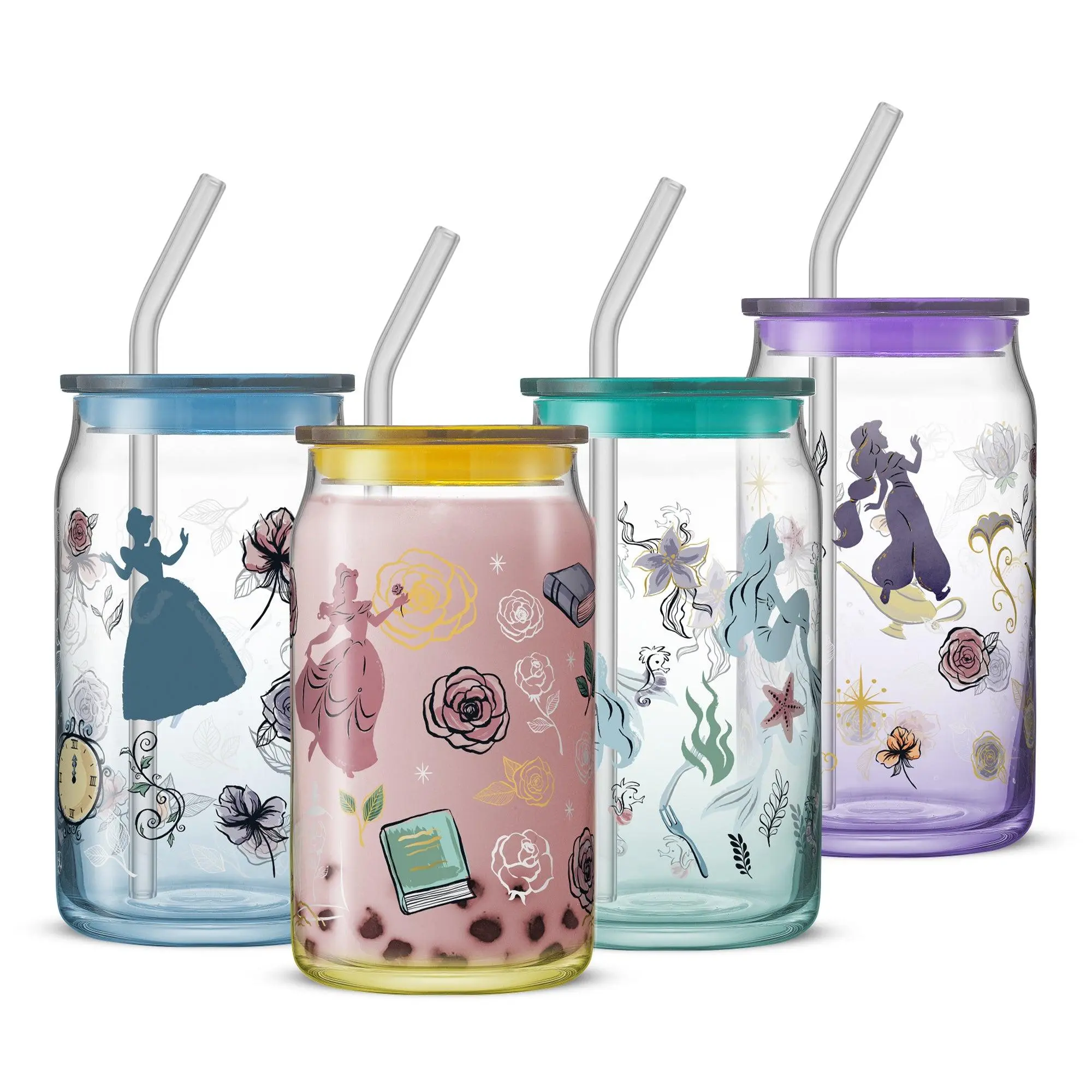 Disney Princess Icon Tumbler Glasses with Lids Disney Princess Icon Tumbler Glasses with Lids