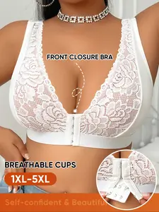 Women's Plus Size Lace Bra, 3/4 Cup Underwire Support, Comfortable & Stylish Design, Ideal for Heavier Busts, Fashionable Lingerie