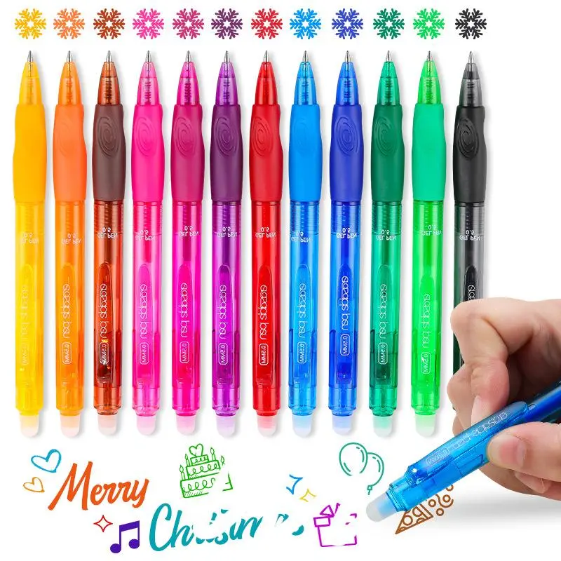 0.5mm Gel Pen, 12 Colors Erasable Gel Pen, Writing Pen for Students, Doodle Drawing Pen, Art Drawing, Office Stationery & Supplies, Gifts for Students, Drawing Pens Set