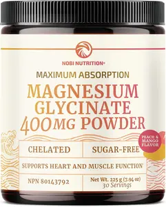 Magnesium Glycinate Powder 400MG | Sleep & Relaxation Support | Peach Mango Flavor, Sugar-Free | High Absorption Chelated Magnesium Powder | Vegan, Gluten-Free, Non-GMO | 30 Servings | 225g (7.94oz)
