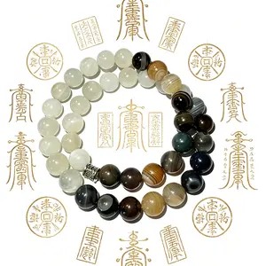 Gray-white Double-loop Bracelet with Multicolored Beads and Intricate Design