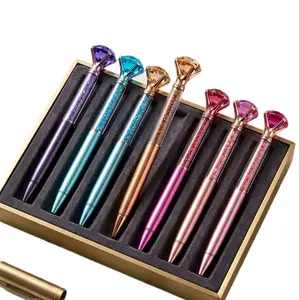 Crystal Topped Ballpoint Pen - Medium Tip, Quick-Drying Lightweight Black Ink