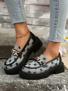 Women's British Retro Loafers | Chunky Heel Platform Shoes | Vintage Oxford Style Slip-On | Comfortable Thick Sole Walking Shoes Spring