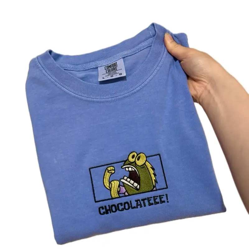 Chocolate Meme Funny Embroidered Comfort Colors Cotton Tshirt Unisex Casual Top