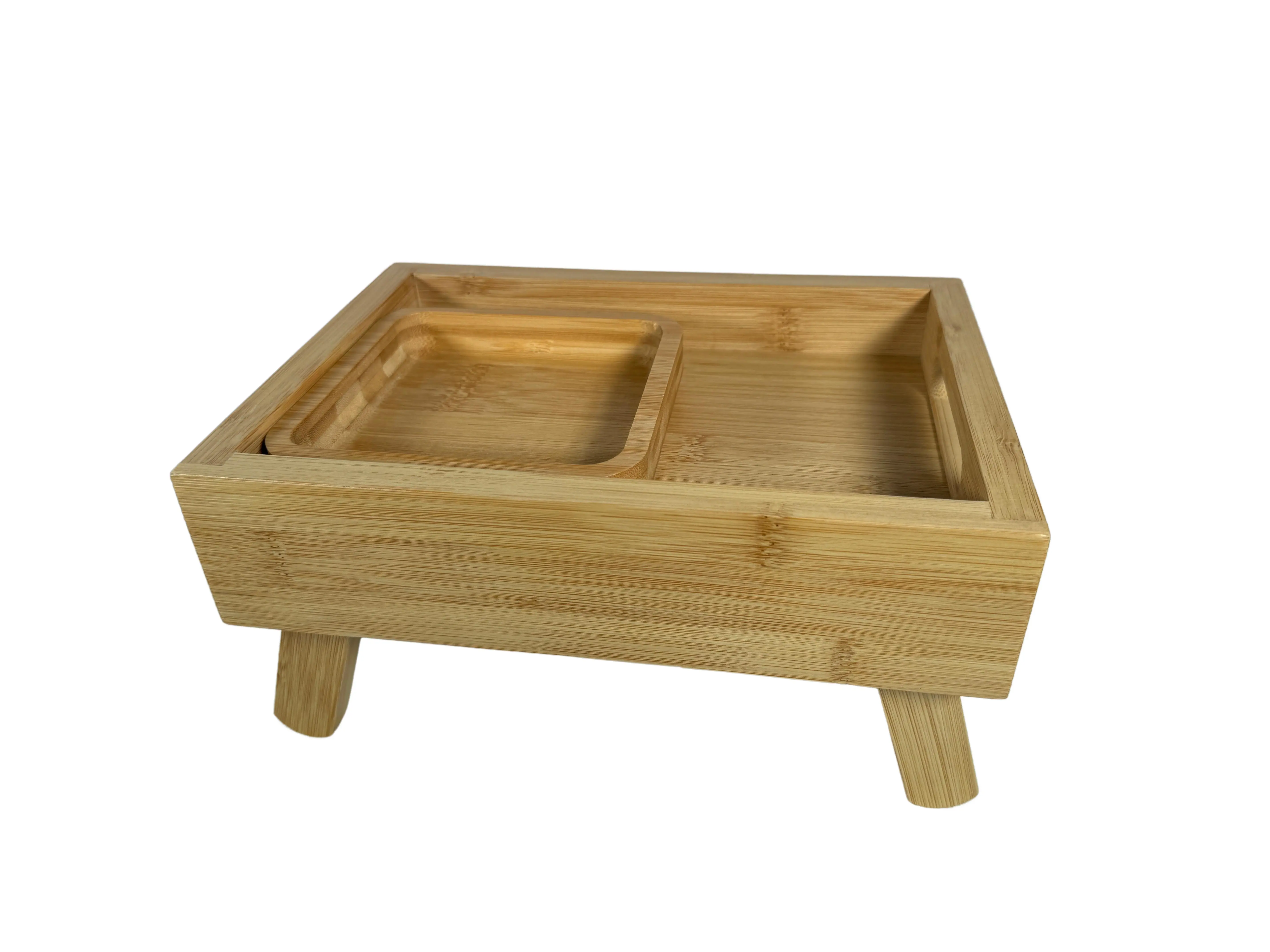 Bamboo 2in1 Tray & Plate - Compact Design, Versatile for Storage, Ideal for Home or Office Use