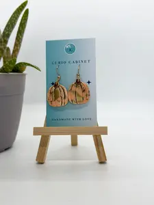 Gold Leaf Orange Pumpkins - Polymer Clay Earrings