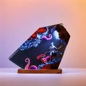 The Hunter of Yharnam Resin Diorama - Luminous Gothic Statue Figurine, Handcrafted Wood Ornament, Premium Desk Decor Gift of Him