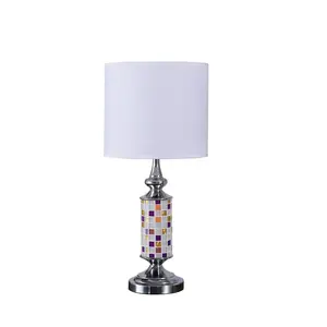 YYDS 24" Vicki Chrome Bohemian Glass Mosaic Modern Table Lamp